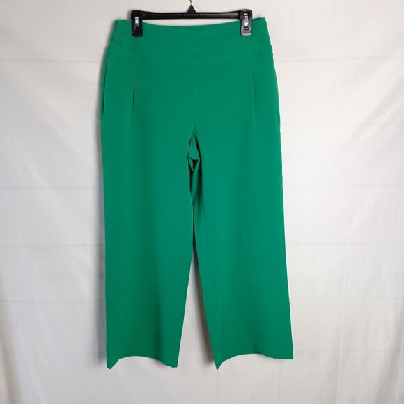 Kate & Mallory Green Wide Leg Cropped Pants Size 10 NWOT Side Zip MSRP $59.95 - Picture 1 of 7